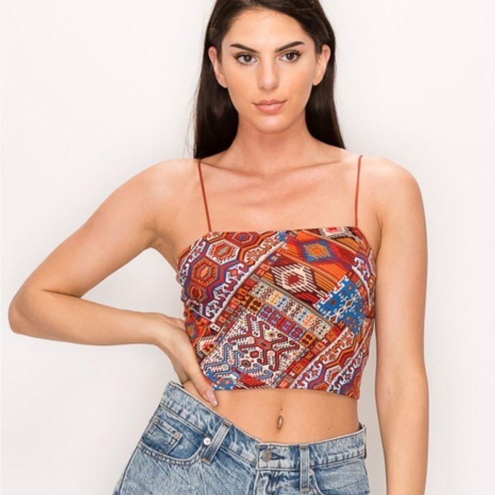 Multi printed crop top